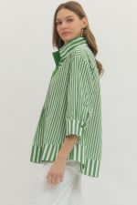 Green Stripe Placket Top