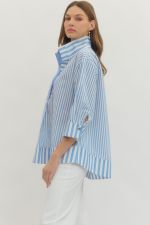 Blue Stripe Placket Top
