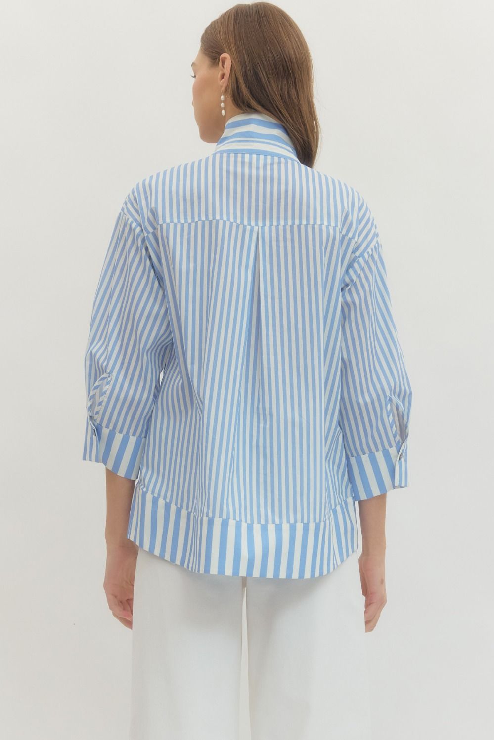 Blue Stripe Placket Top