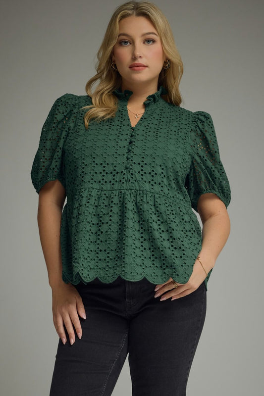 Hunter Green Eyelet Blouse
