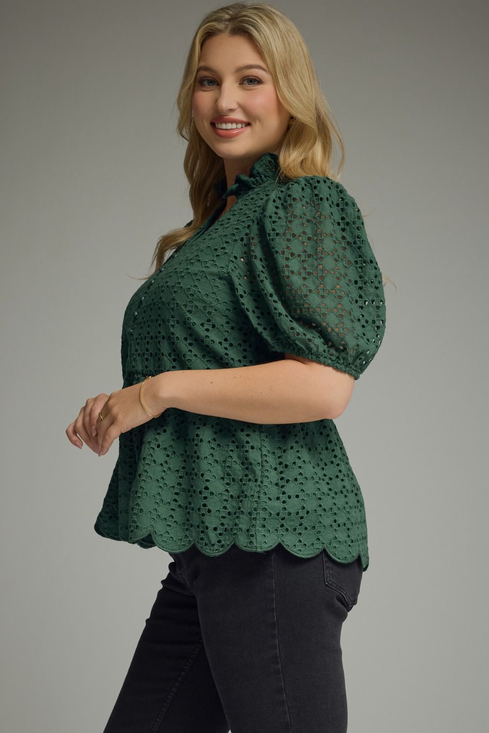 Hunter Green Eyelet Blouse