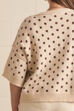 Polka Dot Short Sleeve Sweater Knit Top