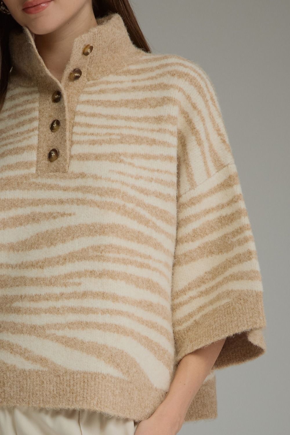 Animal Print 3/4 Sleeve Sweater