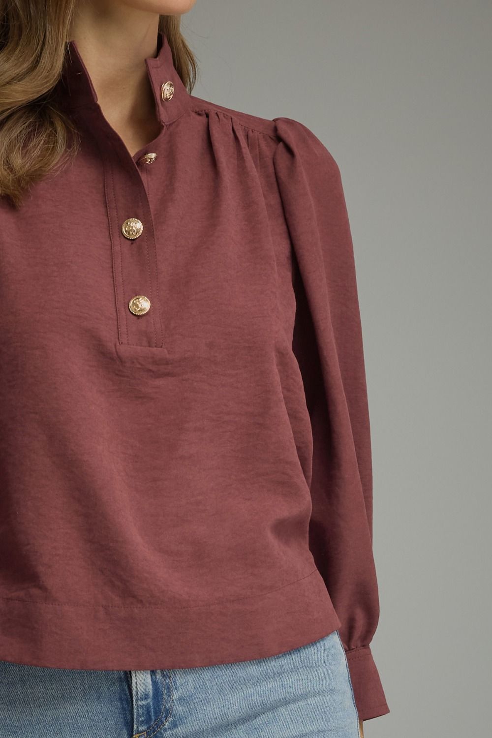 Merlot 3/4 Balloon Sleeve Top