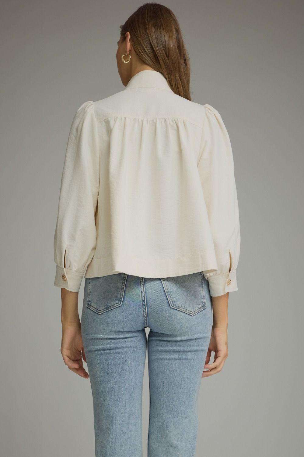 Cream 3/4 Balloon Sleeve Top