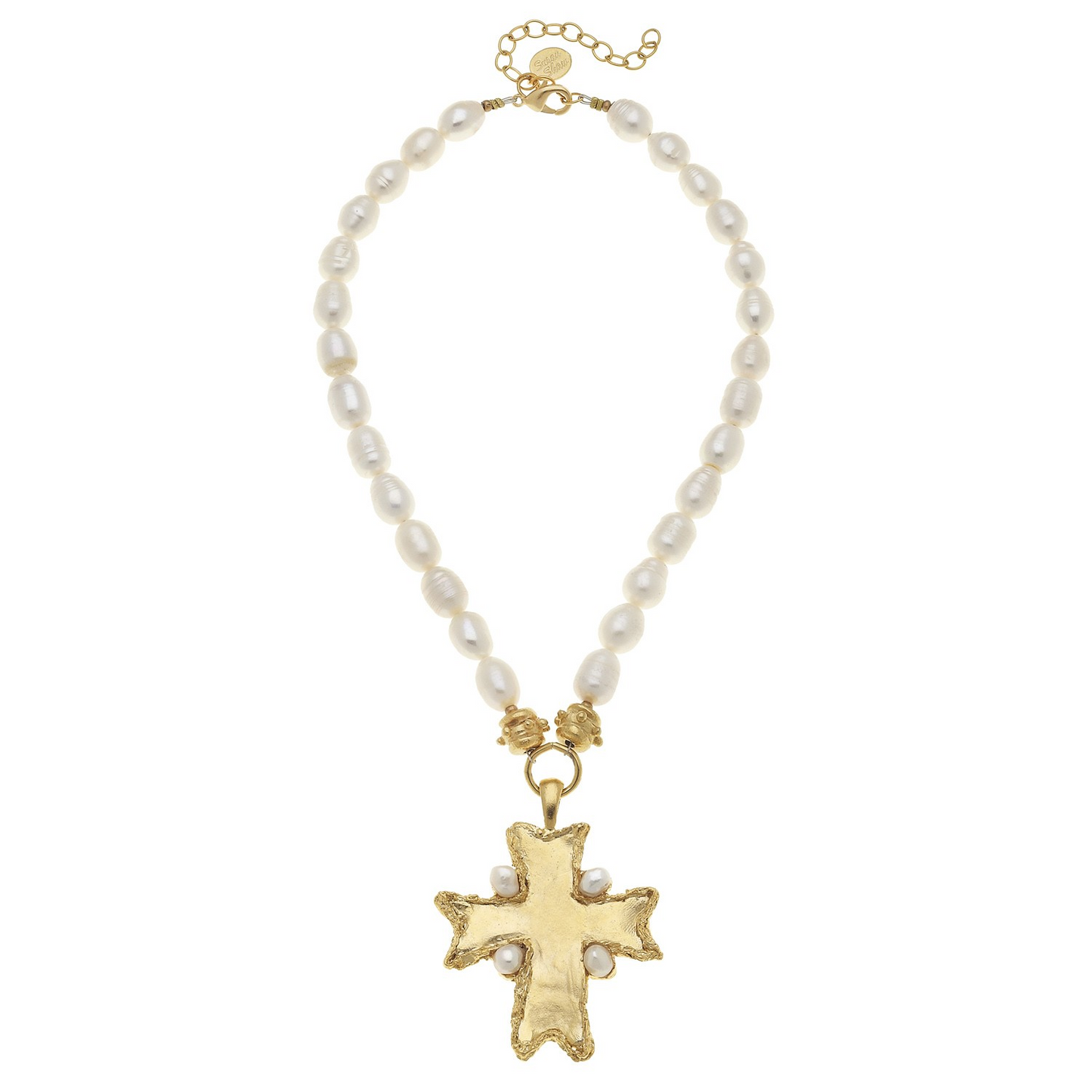 Freshwater Pearl Necklace with Cross 3160W