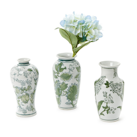 Hand-Painted Green and White Chinoiserie