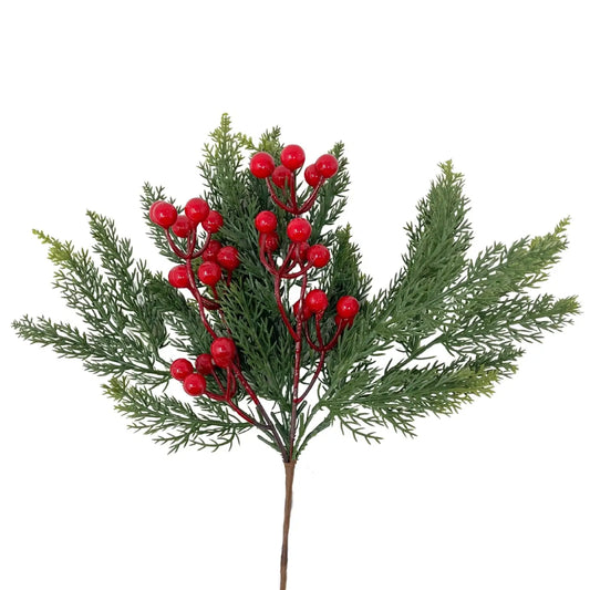 14 inch  Fresh touch Cedar Pick w/ Red Berries