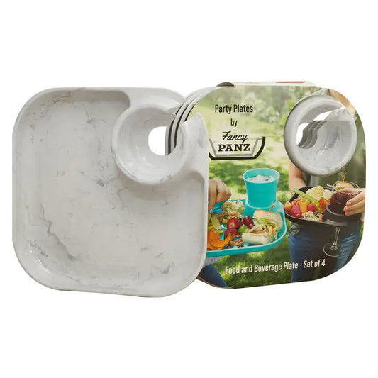 Fancy Panz White Marbled Party Plates
