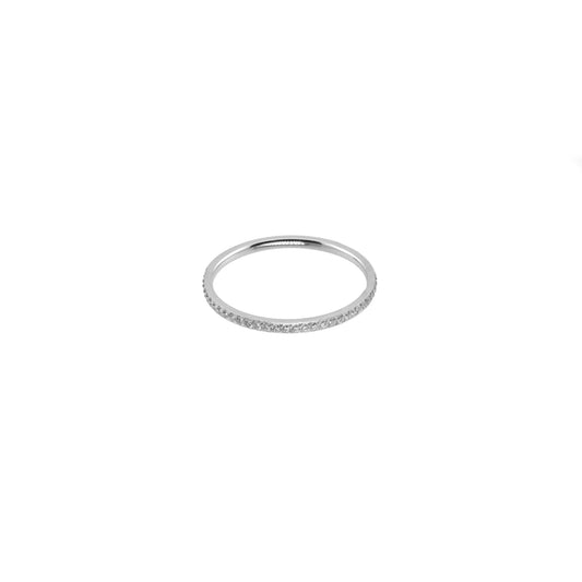 Waterproof Silver Dainty Tennis Ring Band