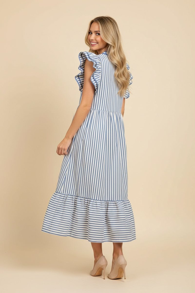 Chambray Striped Midi