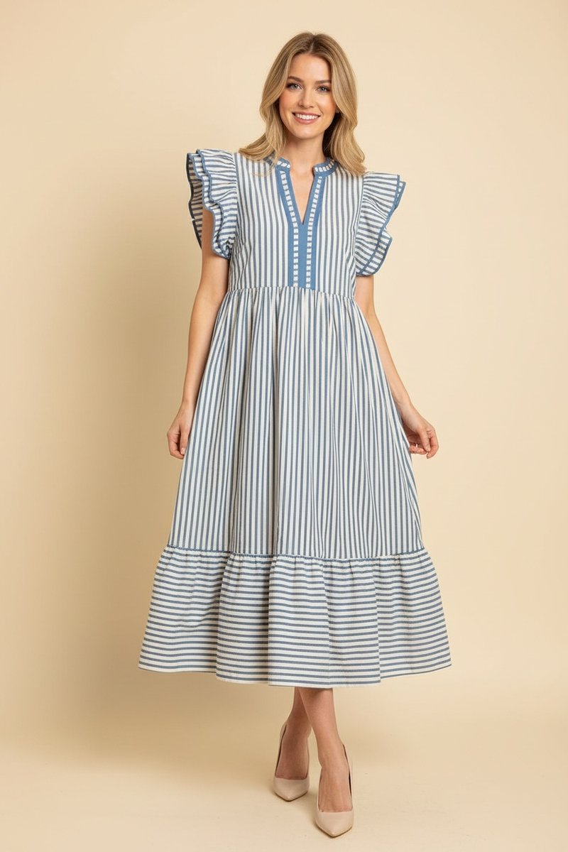 Chambray Striped Midi