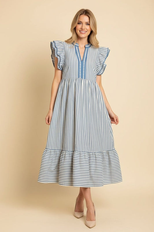 Chambray Striped Midi