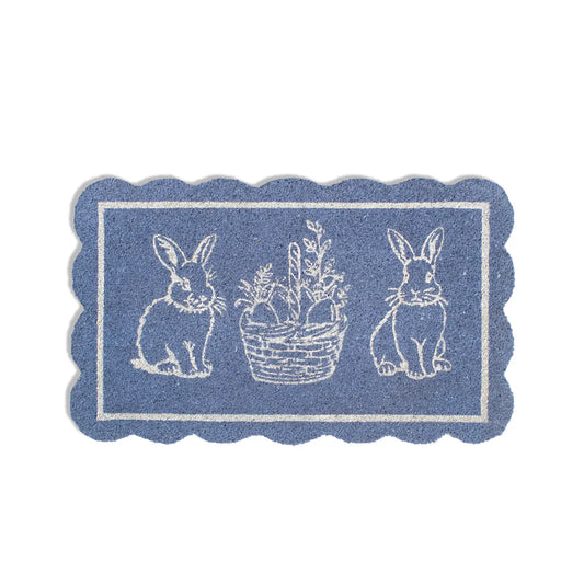 Morgan Bunny Scallop Coir Doormat Light Blue/White 18x30