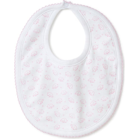 Kissy Kissy - White Bib with Pink Elephants