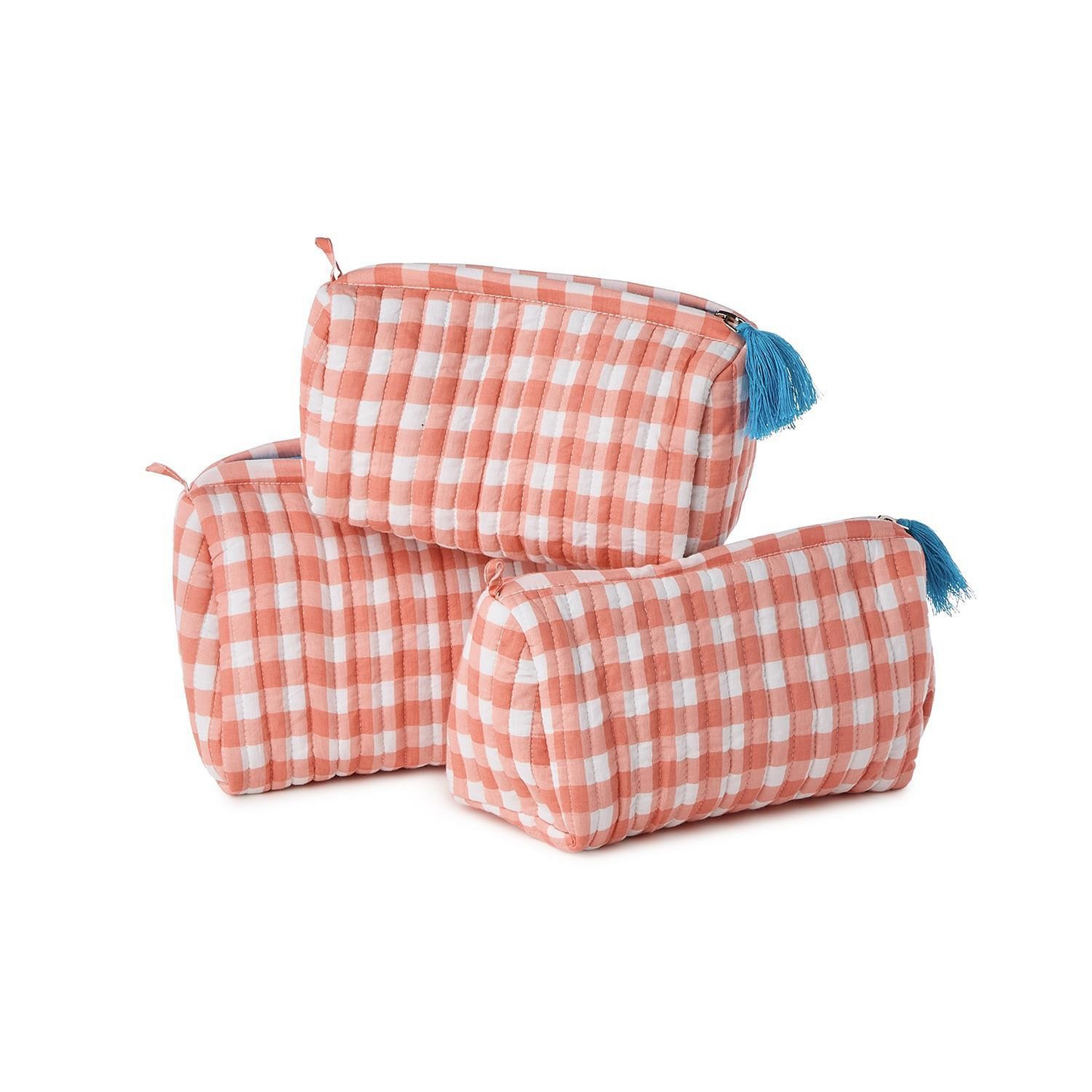 Gingham Set of 3 Cosmetic Bags