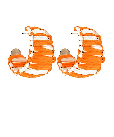 Orange and White Hoop Earrings