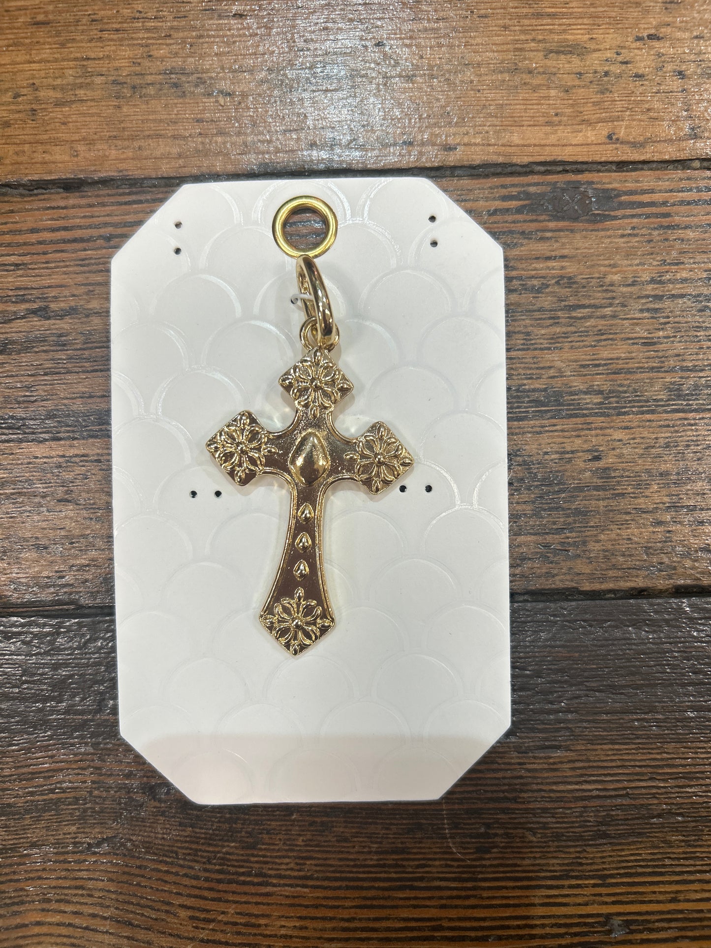 Vintage flower cross charm