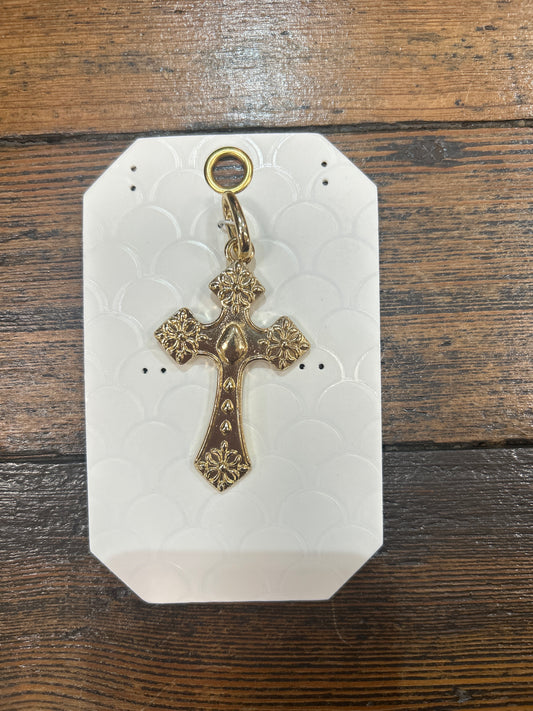 Vintage flower cross charm