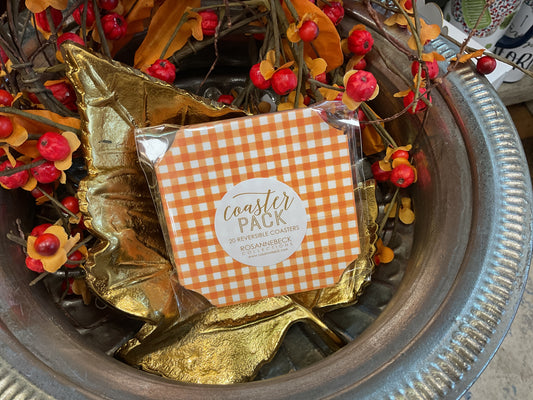 Gingham Orange Coaster Pack