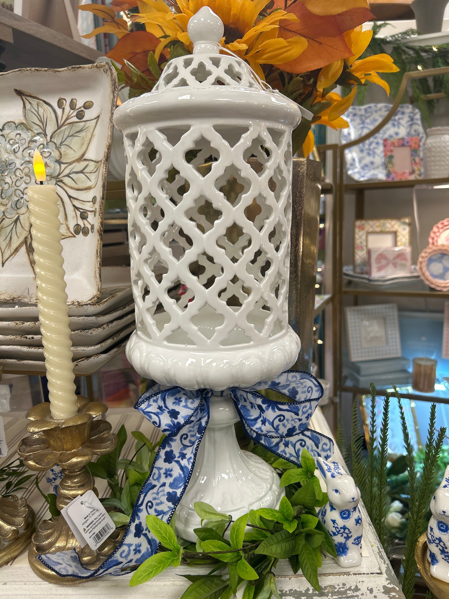 Lattice Tall White Ginger Jar