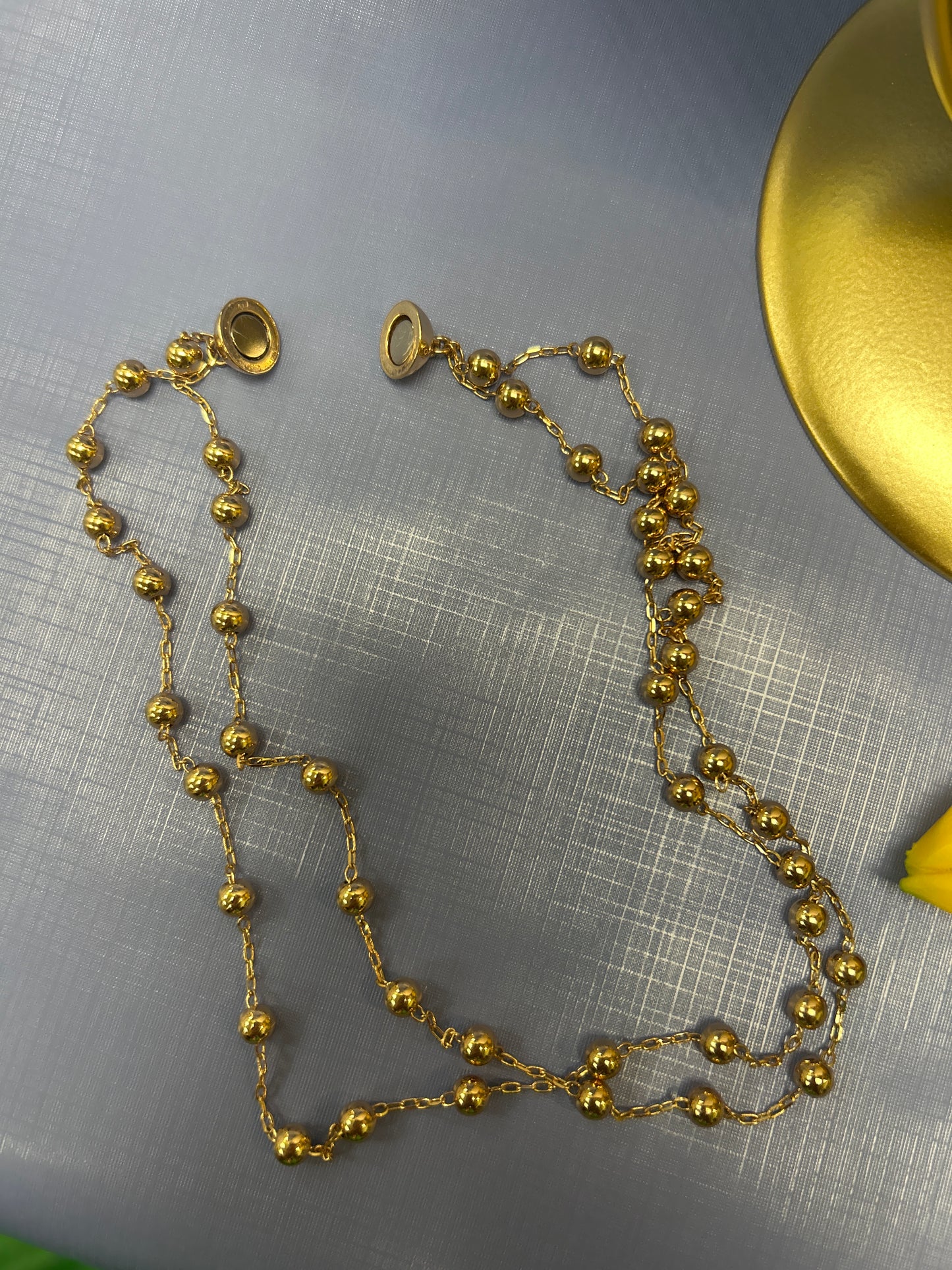 Gold and Silver Bead Magnetic Clasp Necklace