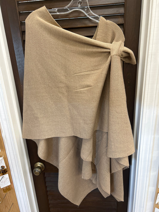 Ruana Wrap with Strap Beige with Gold Sparkle