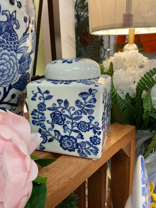 Enchanted Garden Jar Blue and White