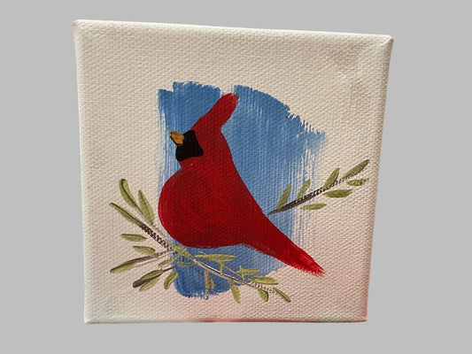 4x4 Hand Painted Cardinal Canvas
