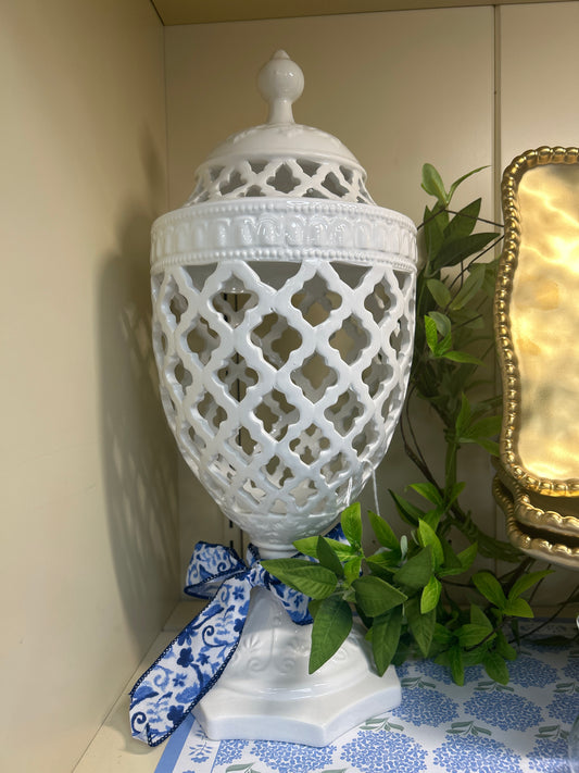 White Lattice Ginger Jar
