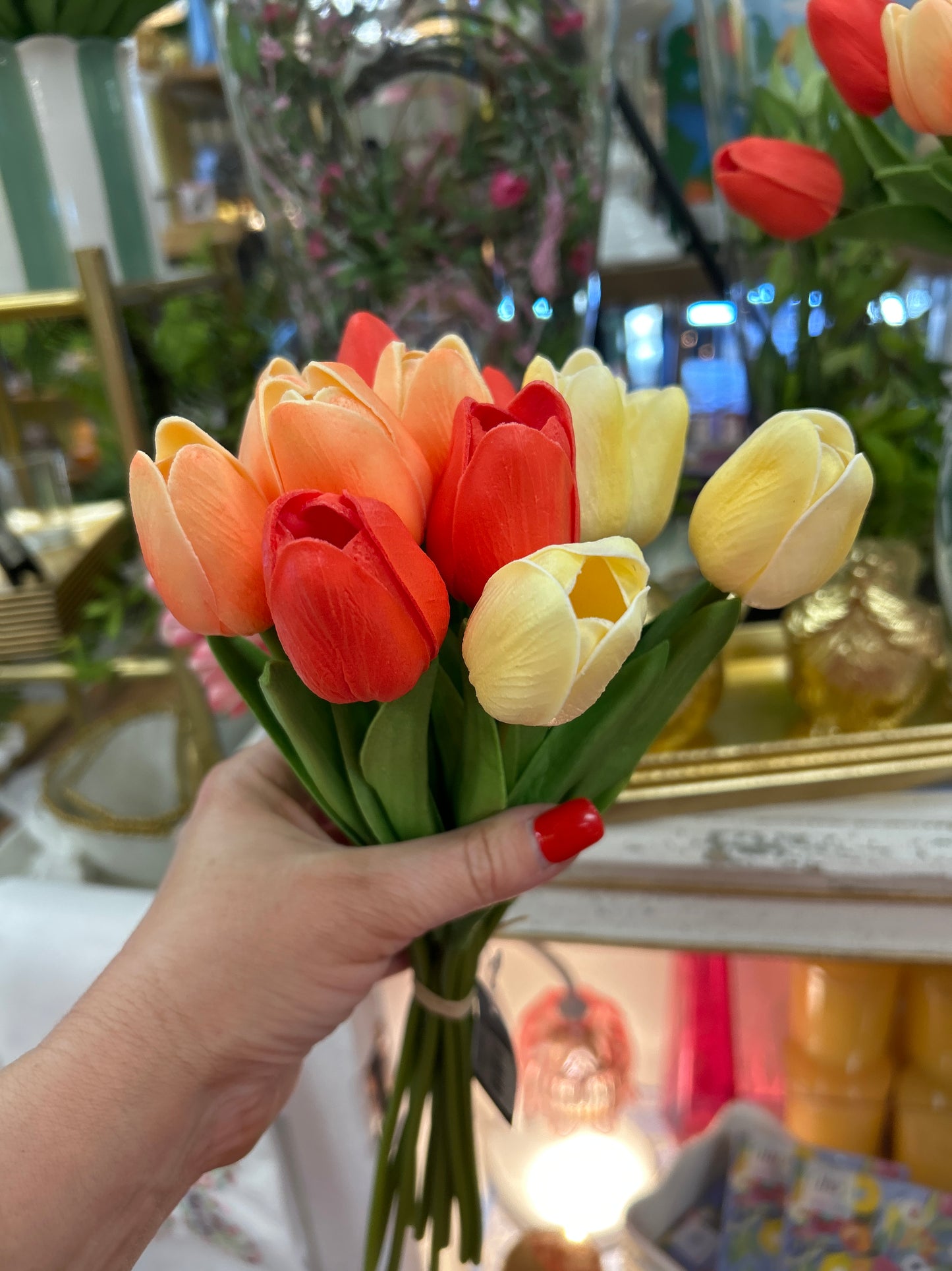 13" Coral and Peach Real Touch Mini Tulip Bundle