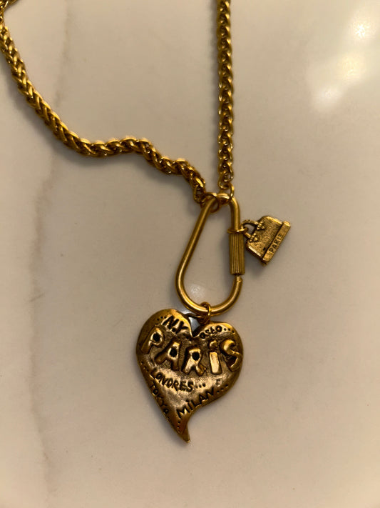 Paris Heart 18k Gold Overlay Necklace