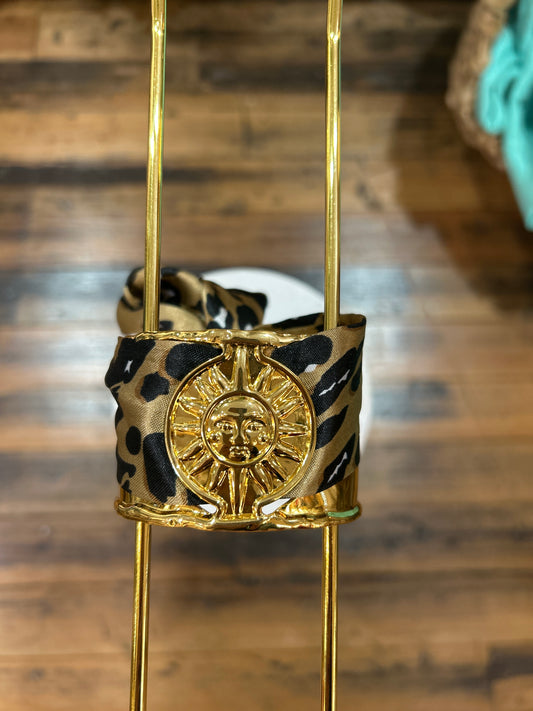 Gold Sun and Leopard scarf bracelet