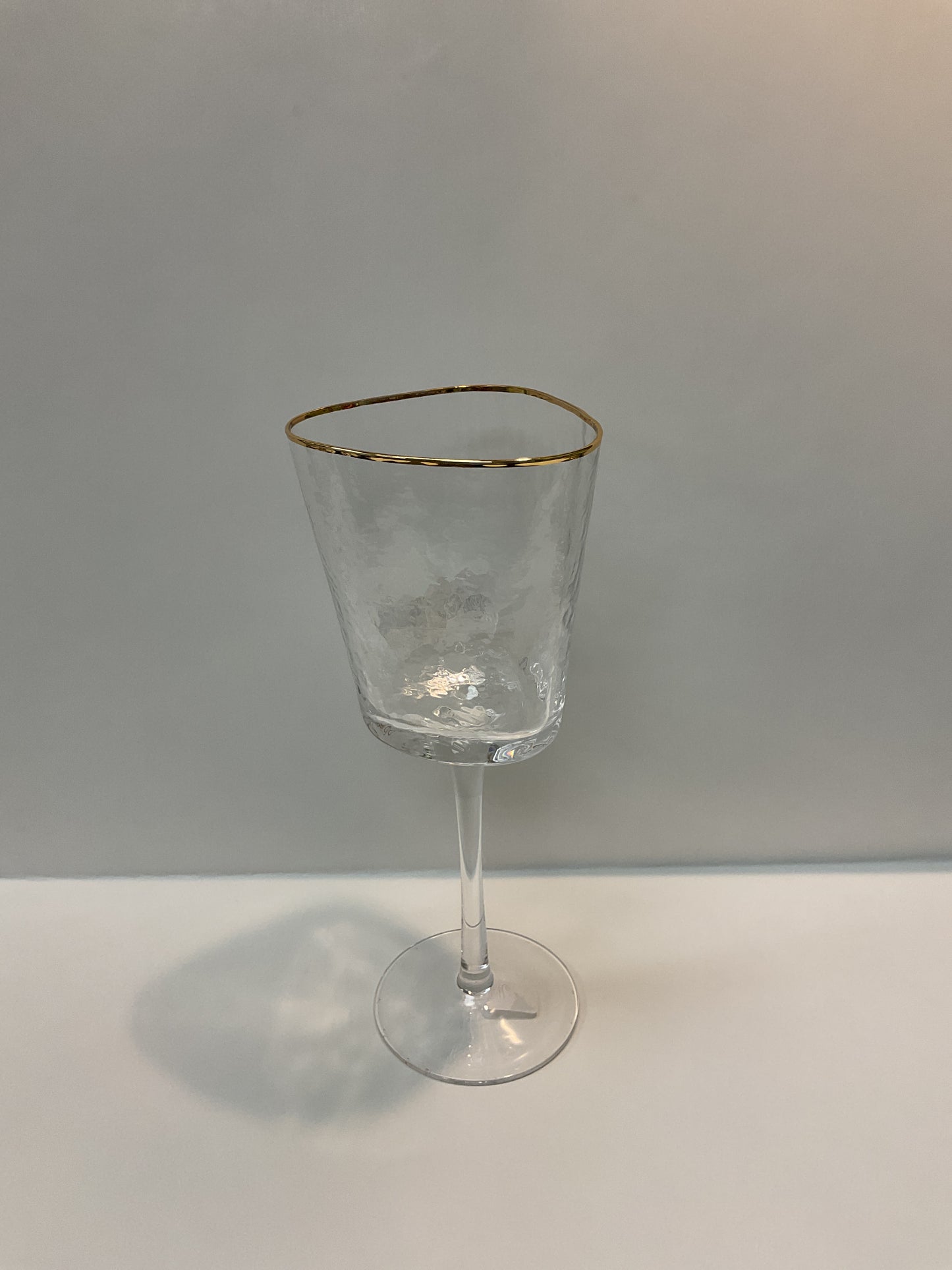Zodax Triangle Wine Glass with Stem and Gold Edge