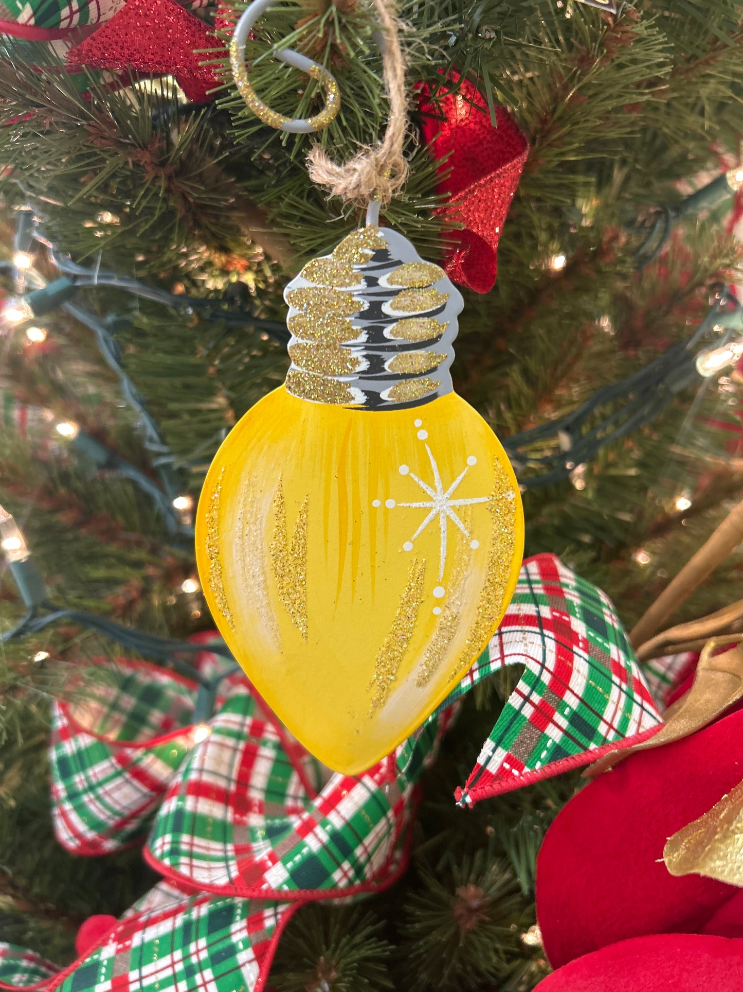 Merry and Bright Yellow Christmas Ornament