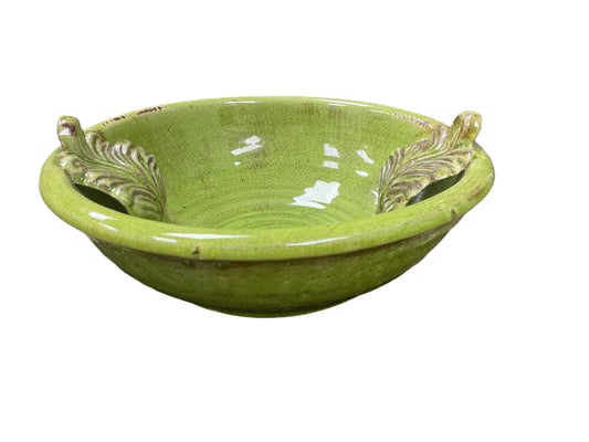 Napa Leaf Green Pottery Bowl