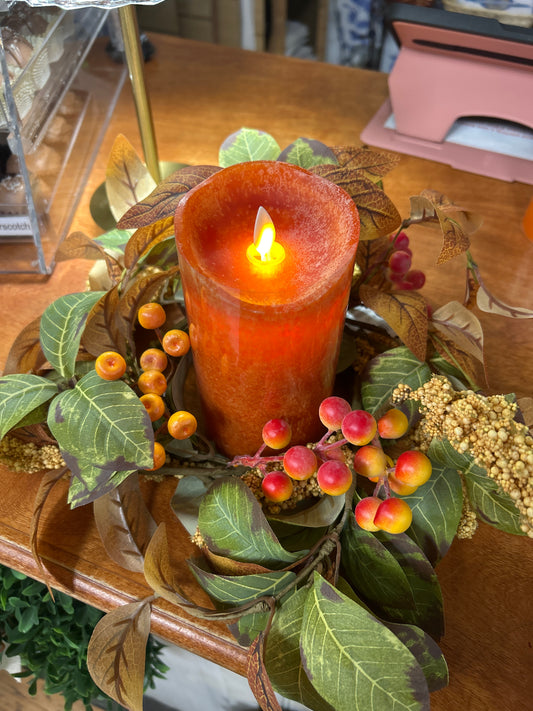 Fall Berries Candle Ring 4.5in