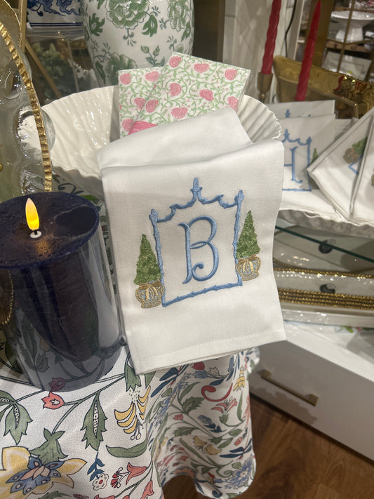 White Monogrammed  Tea Towel