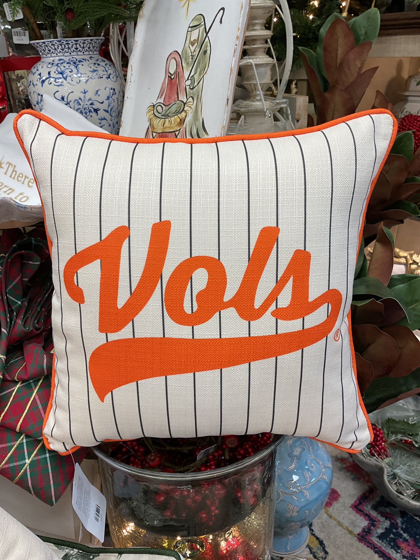 Pinstripe Vols Square Pillow