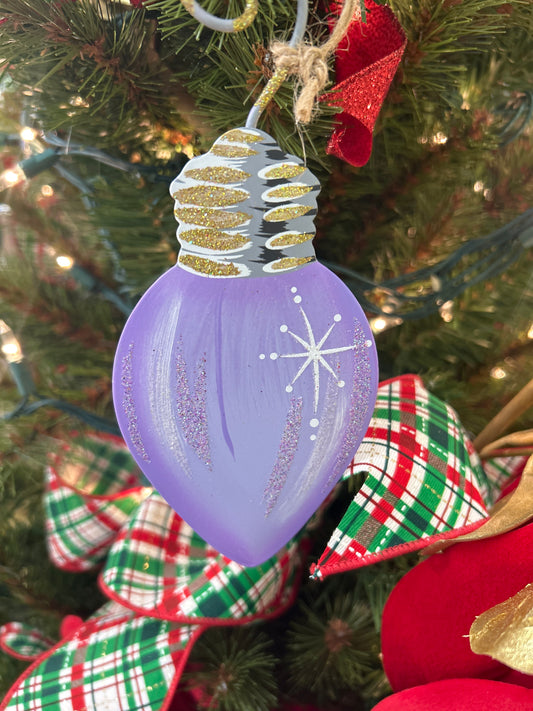 Merry and Bright Purple Christmas Ornament
