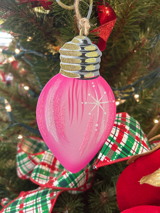 Merry and Bright Pink Christmas Ornament