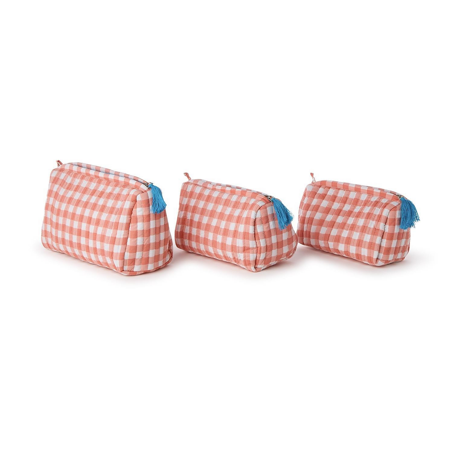 Gingham Set of 3 Cosmetic Bags
