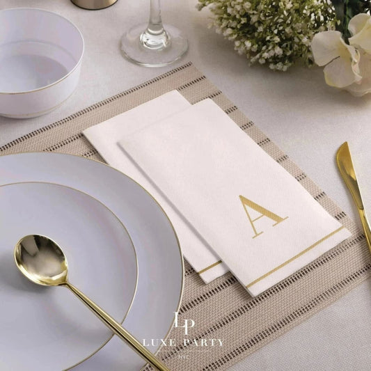 Gold Monogram Paper Disposable Napkins