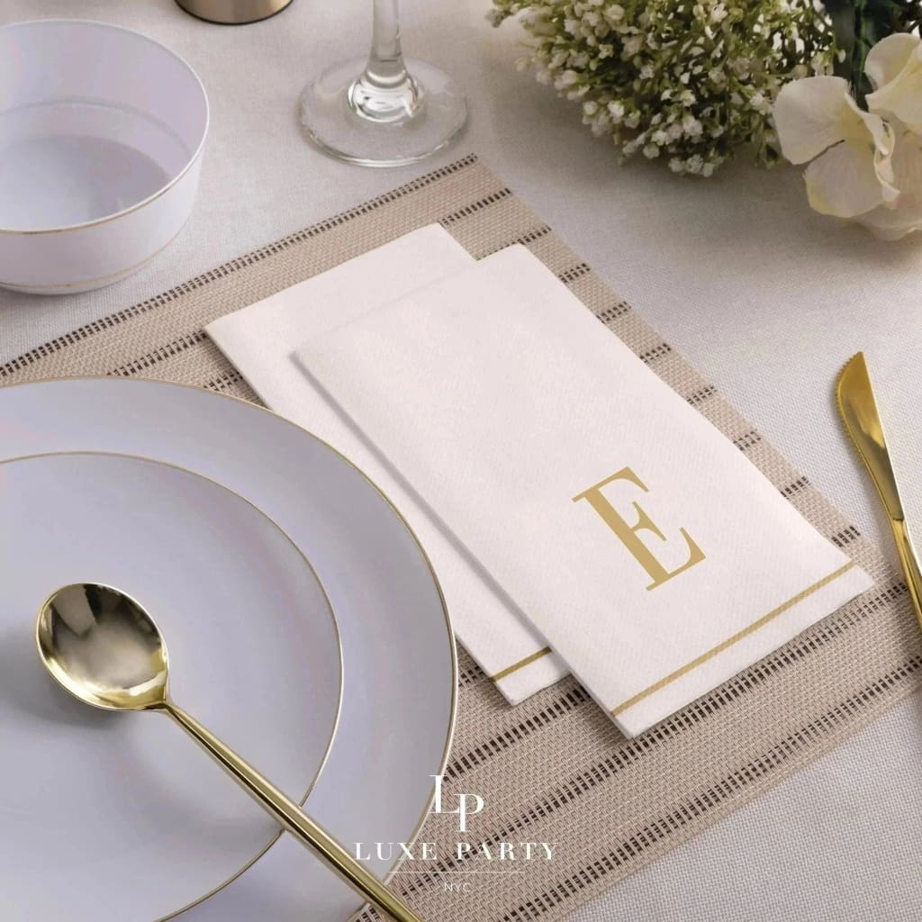 Gold Monogram Paper Disposable Napkins