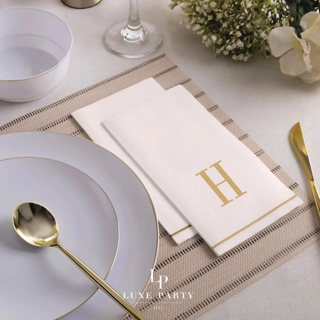 Gold Monogram Paper Disposable Napkins