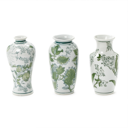 Hand-Painted Green and White Chinoiserie