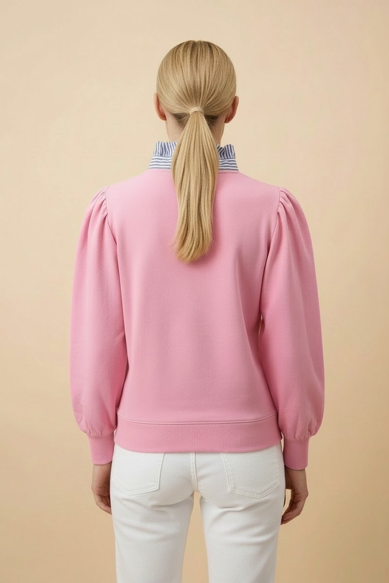 Pink Henley Sweatshirt