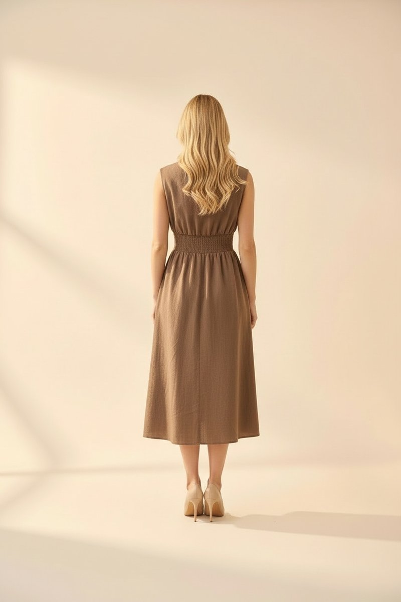 Mocha Sleeveless Midi Dress