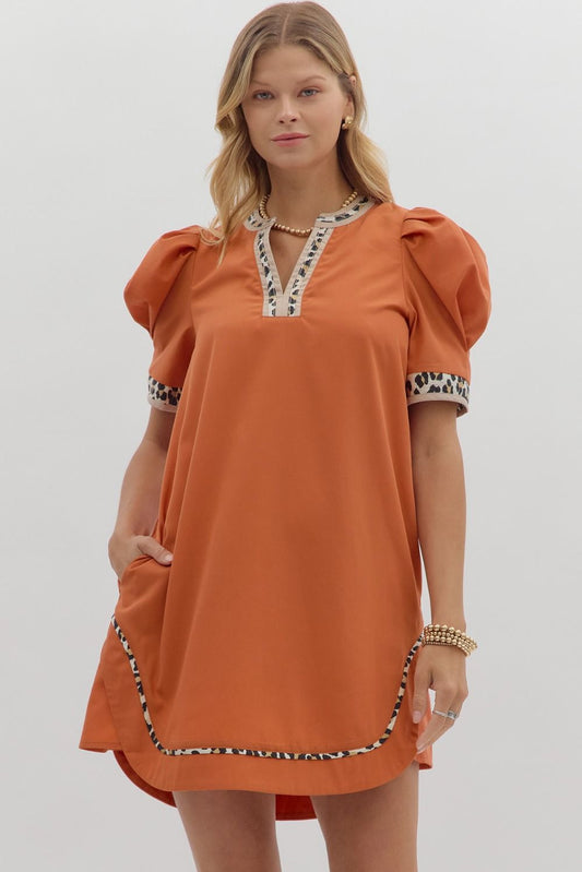 Terracotta Leopard Print Dress