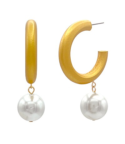 Gold and Pearl Hoop Earrings